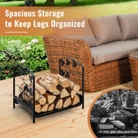 Firewood Log Rack, for Indoor Outdoor Steel Log Holder w/50 kg Load Capacity