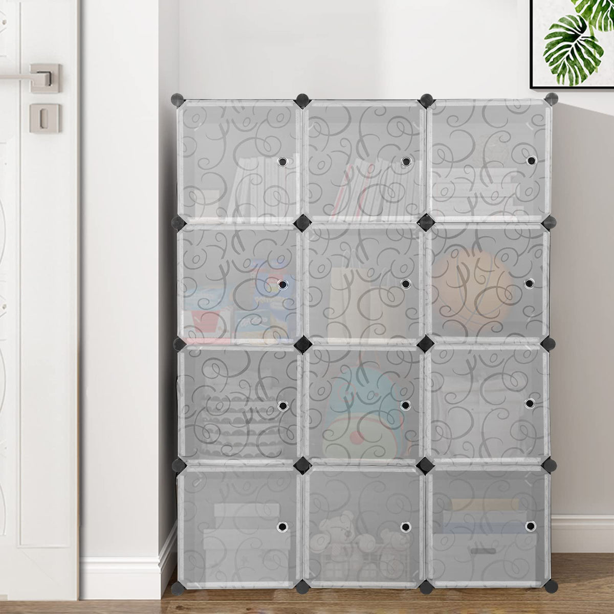 12-Cube Modular Storage Cabinet, DIY Plastic Shoebox