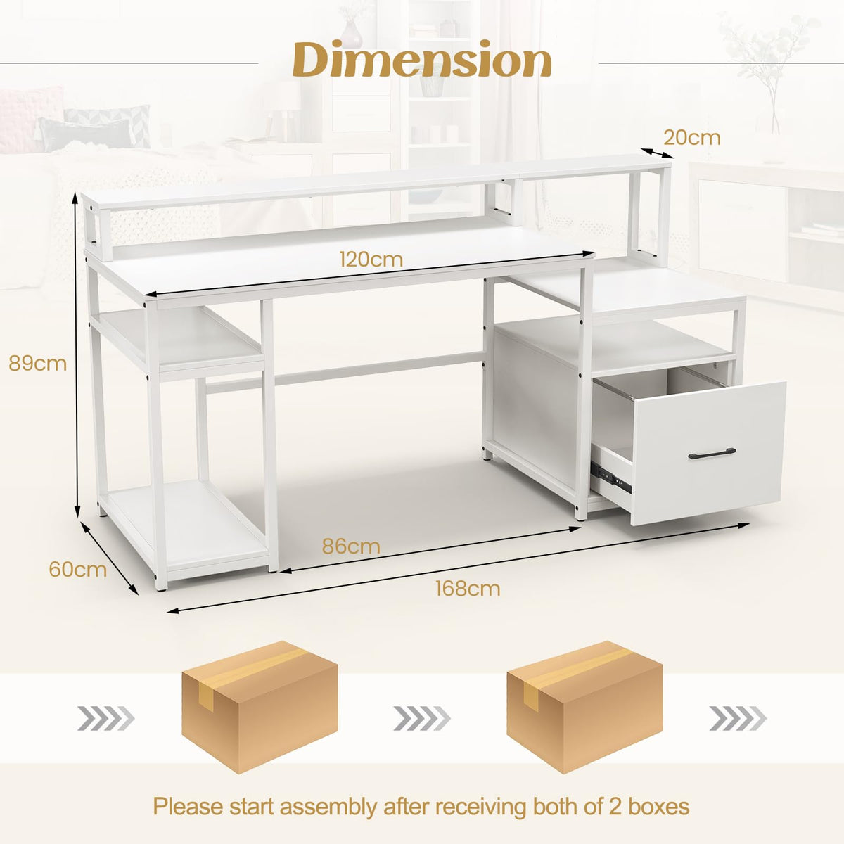 Giantex Computer Table Giantex 168cm Computer Desk Home Office, Modern Writing Desk with Moni ...
