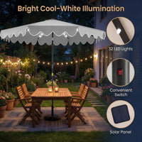 2.7M Patio Umbrella with 32 Solar LED Lights Weighted Base and Sandbags