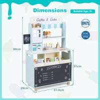 Kids Ice Cream Shop Wooden Grocery Store with 27 Accessories Gift for Boys and Girls Aged 3+