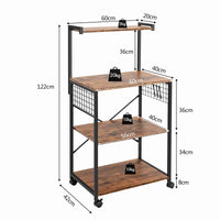 Giantex 4-Tier Kitchen Baker’s Rack on Wheels, Industrial Rolling Microwave Stand