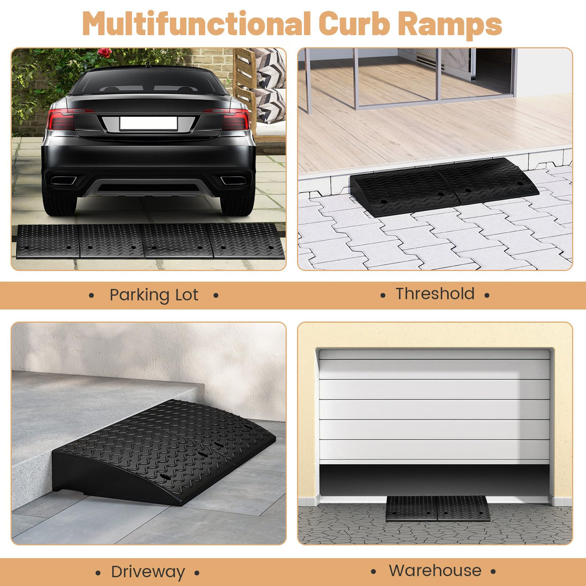 Curb Ramp Set Curb Ramp 2 Pack, 12/13cm Raised Height Rubber Threshold Ramps Set ...
