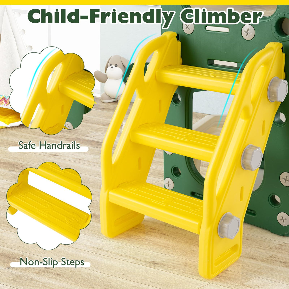 10 in 1 Toddler Slide Set, Kids Slide and Climber Playset with Magnetic Whiteboard
