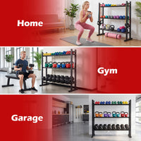 3-Tier Dumbbell Rack, 240KG Capacity Heavy-Duty Adjustable Weight Rack Stand