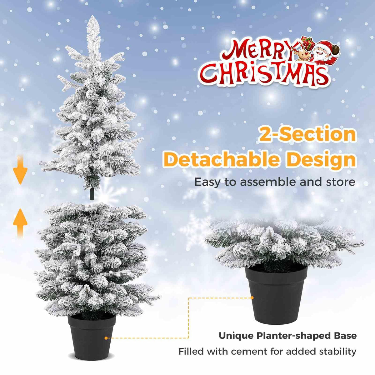 120CM Artificial Christmas Tree Potted with 176 Branch Tips PE and 8 Lighting Modes