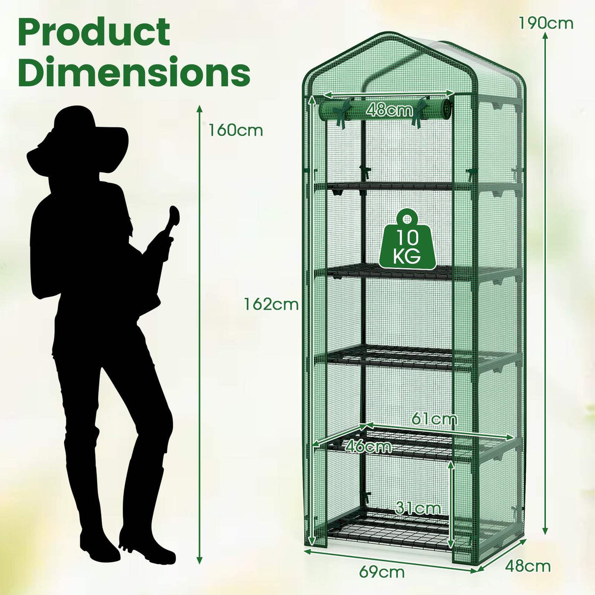 Mini Greenhouse Indoor Outdoor, Portable Plant Grow House with 5 Tier Shelves