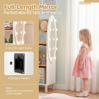 Kids Dress Up Storage with Mirror and Lights, Open Hanging Wardrobe Closet Armoire
