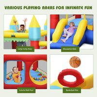 Inflatable Bounce House, Inflatable Jumping Castle for Kids w/Slide, Large Jumping Area, 100 Ocean Balls (Without Blower)