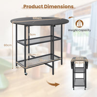 Mobile Folding Dining Table Seats 2-4 People, Round Drop Leaf Kitchen Table