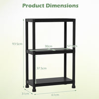 3-Tier Plastic Storage Shelves 61 x 31 x 93.5 cm with No-Tool Assembly for Pantry