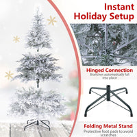 180cm Pre-Lit Artificial Christmas Tree with Snow Flocked Branch Tips