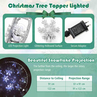 180 cm Artificial Xmas Tree, Flocked Christmas Tree with Lighted Snowflake Topper