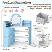 Corner Kids Vanity with Lights and 3 Storage