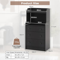 Giantex 3-Drawer Dresser, 111cm H Storage Organizer with 2 Open Shelves