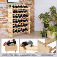 Giantex 6 Levels Wine Rack for 36 Bottles, Pine Wood Bottle Stand, Wine Stand with Stackable and Wave-Shaped Design