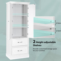 Giantex Kitchen Pantry Cabinet, 158cm Freestanding Floor Cupboard w/ 2-Door Cabinet & 2 Spacious Drawers, White
