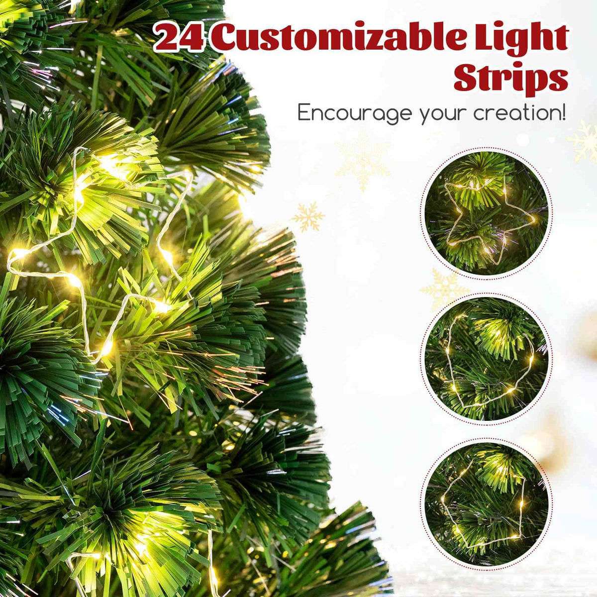 Pre-Lit Artificial 1.5M 1.8M Optical Fiber Christmas Tree with Star String Lights