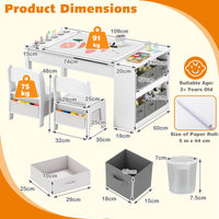 Multi-functional Kids Art Easel Table & Chair Set, Toddler Craft Drawing Writing Desk