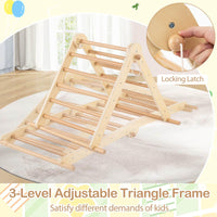 3-in-1 Pikler Triangle Climbing Set with Dual-Side Ramp and Adjustable Climbing Triangle