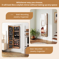 Mirror Jewelry Armoire, Wall Mounted/Over Door Jewelry Organizer