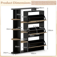 Shoe Storage Cabinet Freestanding Shoe Organizer with 3 Flip Drawers