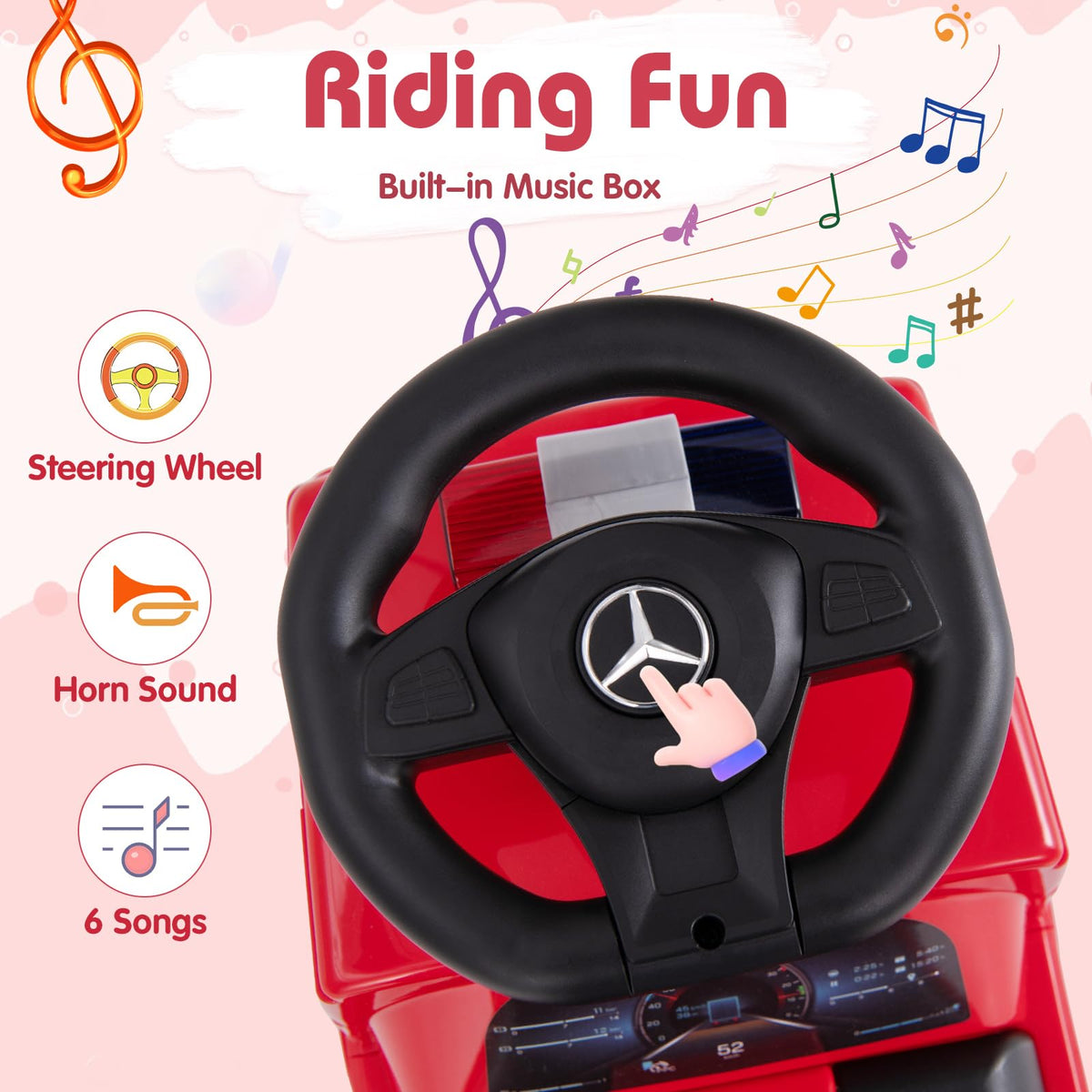 Mercedes-Benz Licensed Kids' Ride On Truck, Push Fire Engine