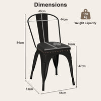 Metal Dining Chair Set of 4 Stackable Kitchen Chairs Cafe Restaurant Chairs
