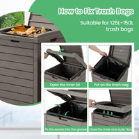 Outdoor Trash Can, 117L Large Trash Bin with Lid & Pull-Out Liquid Tray