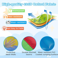 5-in-1 Inflatable Bounce House with Slide and Ocean Balls with 680W Blower