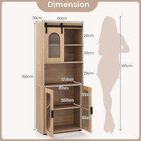 Farmhouse Bathroom Floor Cabinet with Sliding Barn Door and Shelves