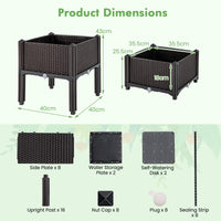 Set of 2 Raised Planter Boxes with Self-Watering System