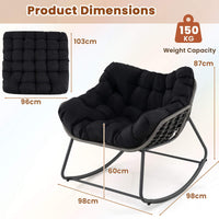 Outdoor Rocking Chair, Oversized Patio PE Wicker Egg Chair