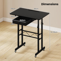 Standing Desk Height Adjustable with Fabric Drawer and Lockable Wheels