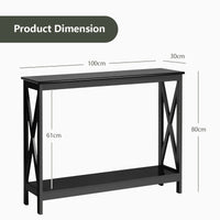 Giantex Industrial 3-Tier Console Table, Rustic Sofa Side Table with Storage Shelf