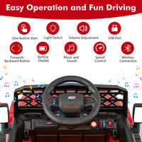 12V Kids Ride on Truck Car Jeep with Parental Remote LED Lights and Dual Motor