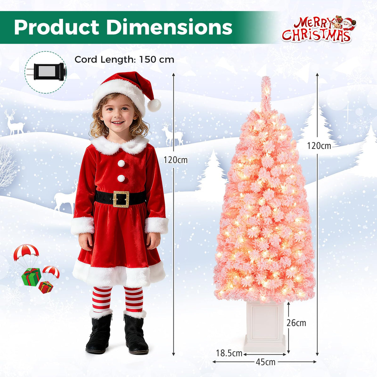 120 cm Pre-lit Potted Artificial Christmas Tree w/ 100 Warm White LED Lights