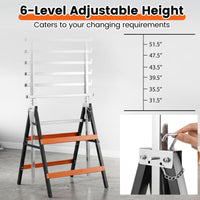 2 Pack Folding Saw Horses, Heavy Duty Metal Adjustable Height Sawhorse Set