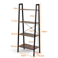 Giantex 4-Tier Ladder Bookshelf, Industrial Retro Storage Rack Bookcase, Display Rack, Plant Stand