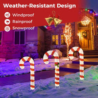 3 Pieces 80CM Pre-Lit Xmas Yard Candy Canes with 75 LED Lights