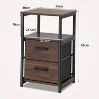 Giantex Retro Nightstand, Bedside Table with 2 Removable Fabric Drawers & Sturdy Metal Frame