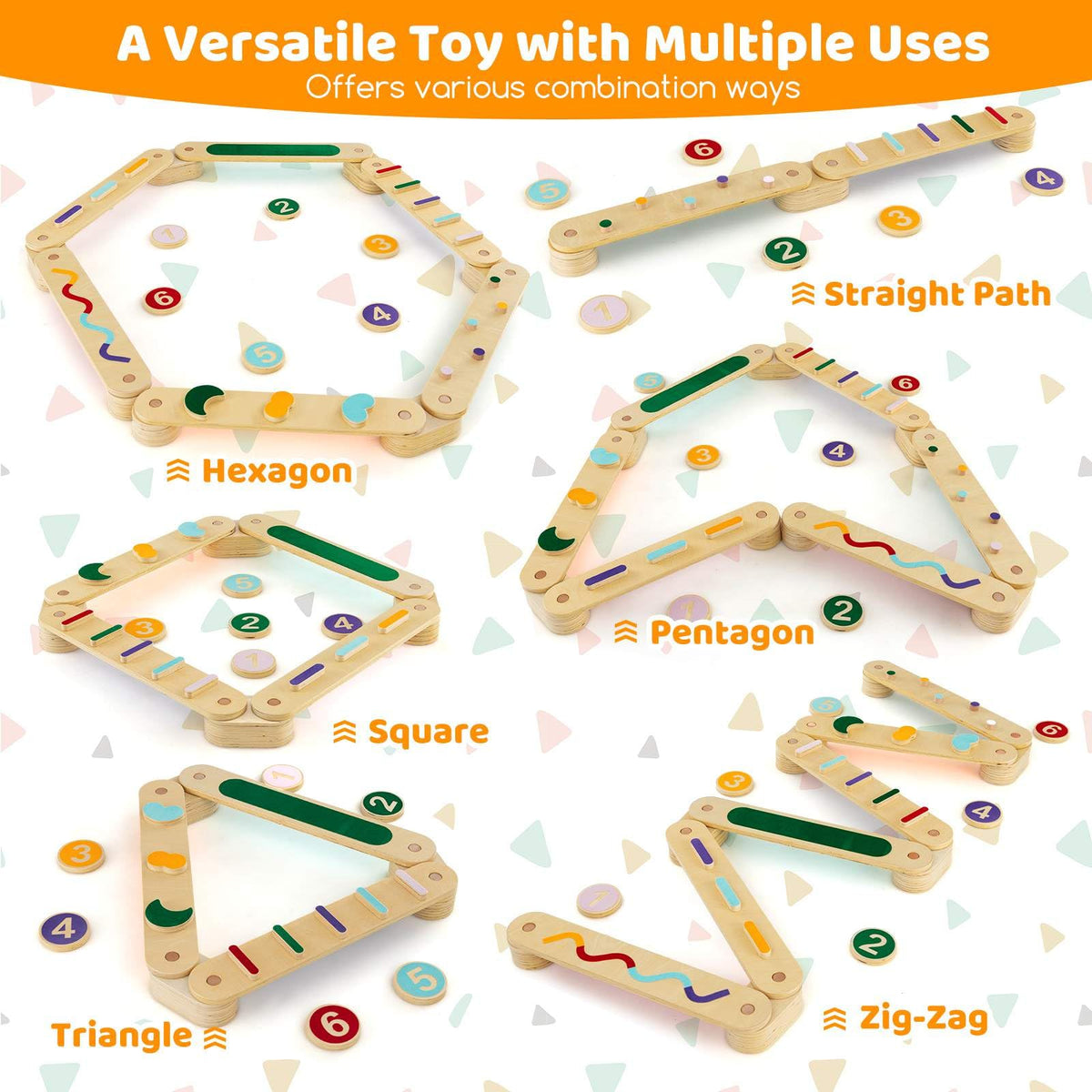 Wooden Balance Beam Set with Stepping Stones for 3+ Toddlers