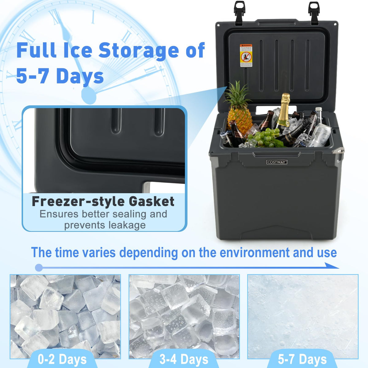 Hard Cooler w/Wheels & Handle, 40L Ice Chest w/Built-in Bottle Opener