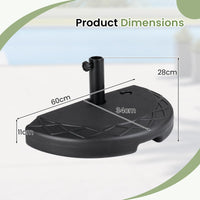 Half Round Patio Umbrella Base 20kg Water and Sand Fillable Umbrella Stand