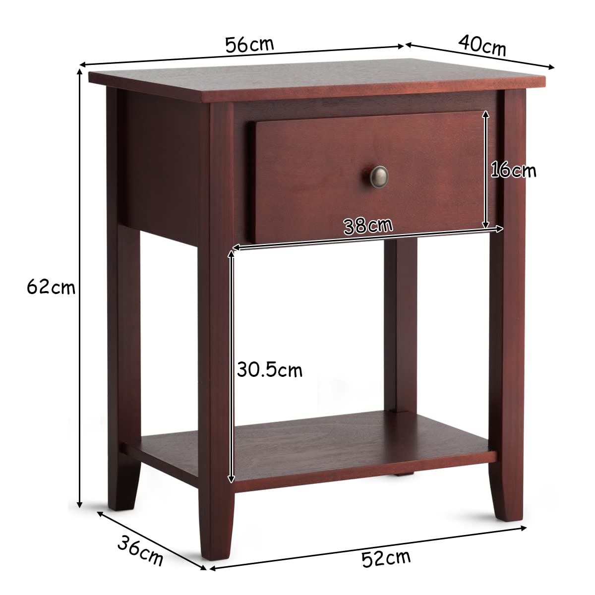 Giantex Bedside Tables, Compact Nightstand w/Stable Frame