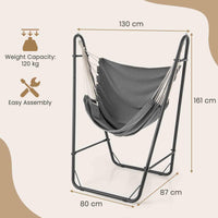 Hammock Chair with Stand and Side Pocket for Living Room