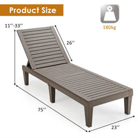 Outdoor Chaise Lounge Chair, Lightweight Patio Day Bed Recliner w/Adjustable Backrest