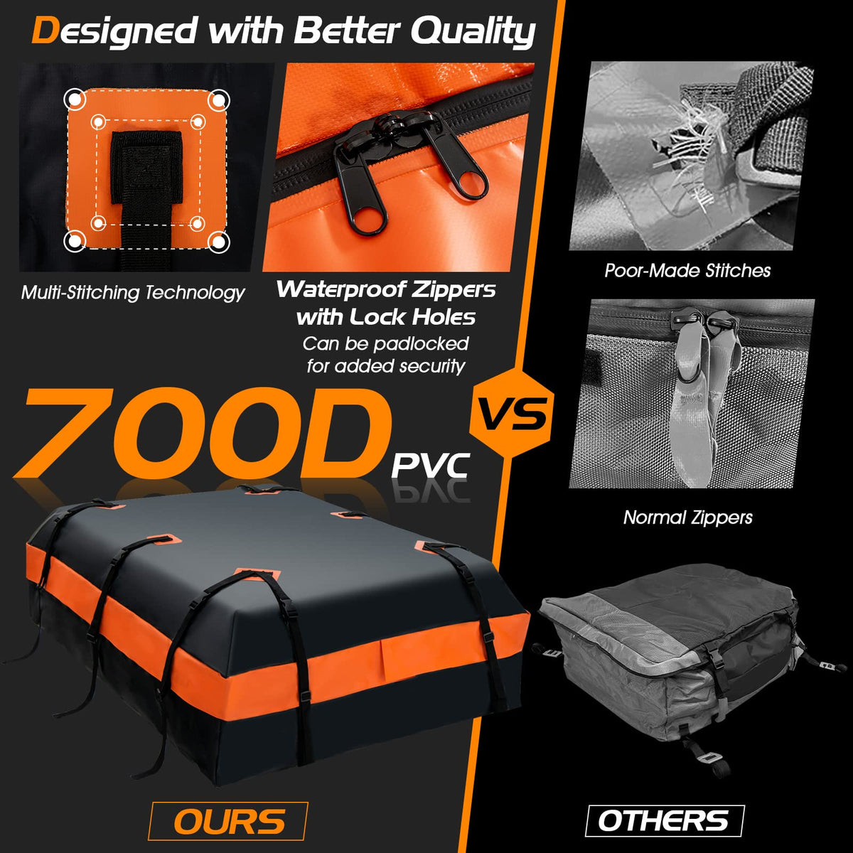 600L/21 Cubic Feet Rooftop Cargo Carrier, Waterproof Car Roof Bag for All Vehicles