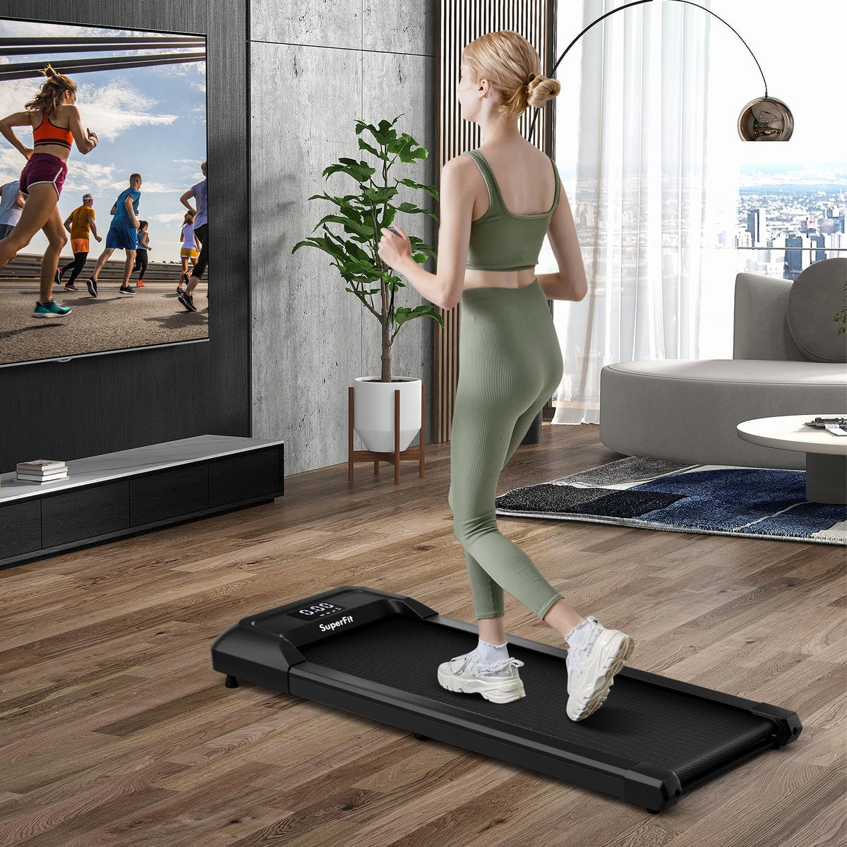 Under Desk Treadmill with 120 kg Capacity, Remote Control and LED Display