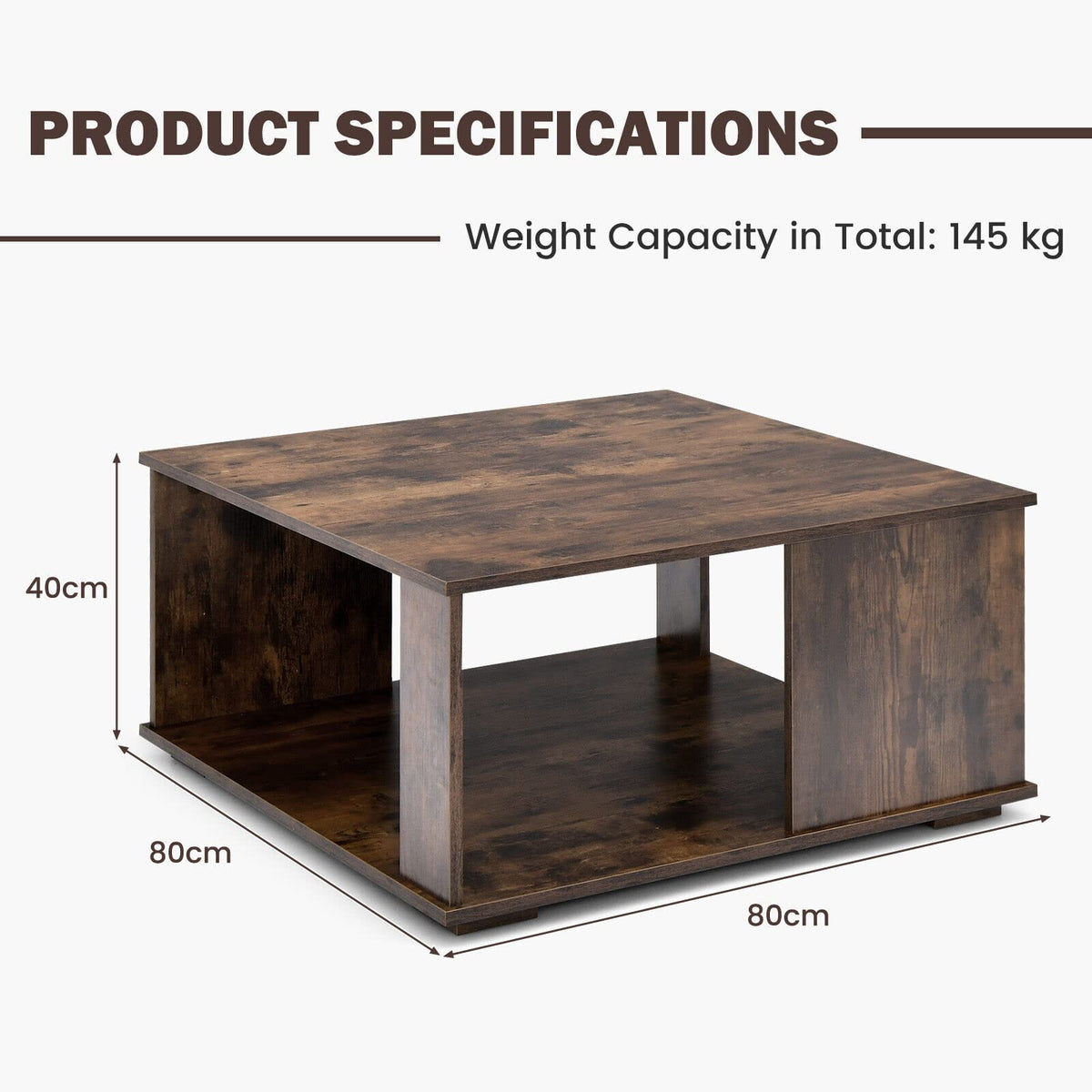 Giantex 2-Tier Square Coffee Table with Storage, Thickened Board Structure